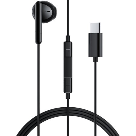 Hands Free Acefast L9 Single Earphone USB-C with HD Mic Compatible with All USB-C Devices Black 1.2m