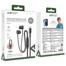 Hands Free Acefast L8 Earphones Stereo USB-C Black 1.2m with HD Mic Compatible with All USB-C Devices