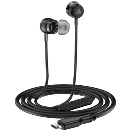 Hands Free Acefast L8 Earphones Stereo USB-C Black 1.2m with HD Mic Compatible with All USB-C Devices