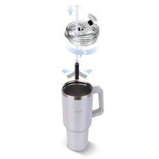 Stainless Steel & Plastic Thermos Cup 900ml HUGE Lamart LT4089 White