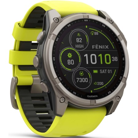 Garmin Fenix 8 Solar Titanium 51mm GPS NFC 10 ATM Call Version Sapphire Titanium With Amp Yellow/Graphite Silicone Band
