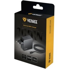 Universal Power Adapter Yenkee YAU C100 PD100W with USB-C Cable Compatible with Smartphones / Tablets and Laptops 1.8m