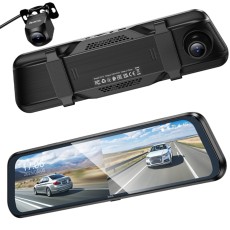 Rearview Mirror Mounted Cam Hoco DV16 1080p Full HD Camera 140&deg; 9.66" Touch Screen Display and 720p 120&deg; Rear View Camera