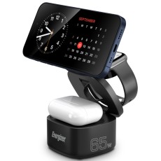 Desktop Charger Energizer 5-in-1 WCP311 65W with 1xUSB-C 65W 1xUSB-A 18W and Wireless Charging 15W Black