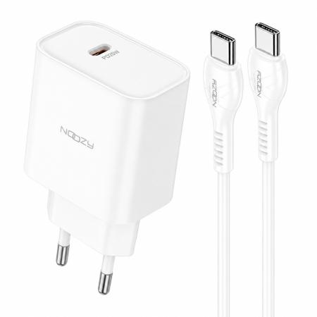 Noozy Core C21 PD25W Travel Charger with USB-C to USB-C Cable White