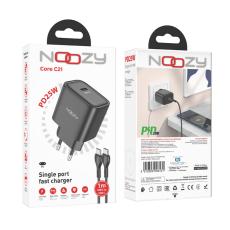 Noozy Core C21 PD25W Travel Charger with USB-C to USB-C Cable Black