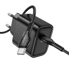 Noozy Core C21 PD25W Travel Charger with USB-C to USB-C Cable Black