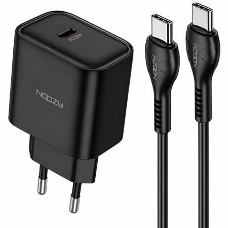 Noozy Core C21 PD25W Travel Charger with USB-C to USB-C Cable Black