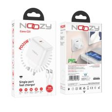 Noozy Core+ C21 PD25W Travel Charger with USB-C to USB-C Cable White