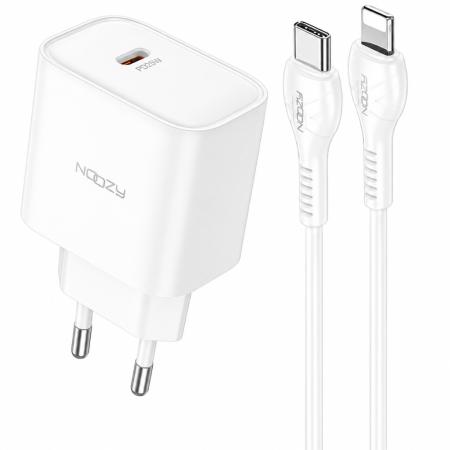 Noozy Core+ C21 PD25W Travel Charger with USB-C to USB-C Cable White