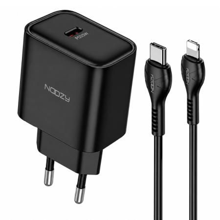 Noozy Core+ C21 PD25W Travel Charger with USB-C to USB-C Cable Black