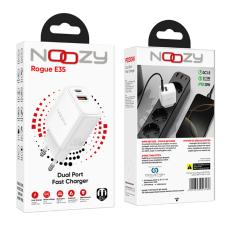 Noozy Rogue E35 PD30W+QC3.0 Travel Charger USB-C Max PD 30W USB-A Max 18W White
