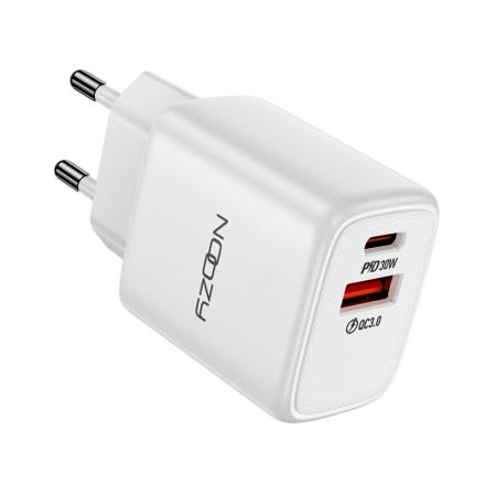 Noozy Rogue E35 PD30W+QC3.0 Travel Charger USB-C Max PD 30W USB-A Max 18W White