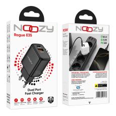 Noozy Rogue E35 PD30W+QC3.0 Travel Charger USB-C Max PD 30W USB-A Max 18W Black