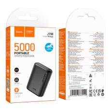 Power Bank Hoco J158 Runner 5000mAh 5V/2A with 1xUSB-A 1xUSB-C 1xMicro USB and LED Battery Indicator Black