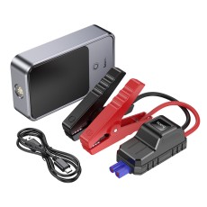 Power Bank Hoco QS7 Source10000mAh PD18W QC with 2xUSB-A and 1xUSB-C Ports LED Battery Display and Emergency Car Battery Attachment 800A Silver