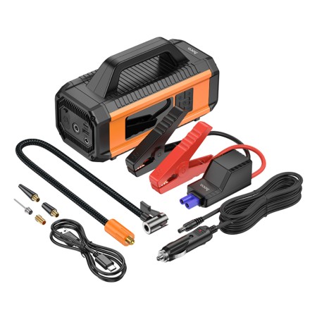 Hoco QS4 Smart Air Pump 3.8 bar Air Pressure with 5 Working Modes and Car Battery Starter 10000mAh 38.5Wh with LED Display