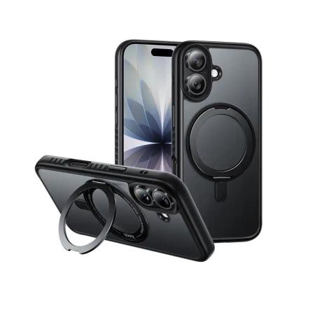 Hoco Premium Rotating Magsafe Case for Apple iPhone 17 with Built-in Stand Black