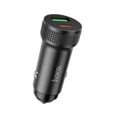 Car Charger Hoco Z49B 38W 1xUSB-C 1xUSB-A Alluminum Alloy Black