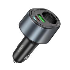 Car Charger Hoco Z56 Friend Dual USB Fast Charge PD35W+QC3.0 with Cigarette Lighter Port Black