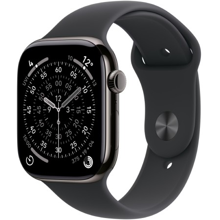Apple Watch Series 11 5G (2025) Aluminum 46mm GPS eSIM NFC IP6X Aluminum Case Slate with Black Sport Band