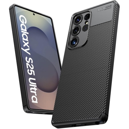 Case Ancus AutoFocus Carbon Fiber &gamma;&iota;&alpha; Samsung SM-S938 Galaxy S25 Ultra 5G Black