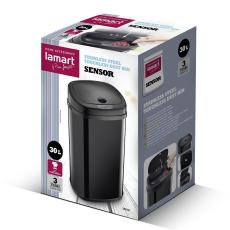 Stainless Steel Waste Bin with Photocell 30lt SENSOR Lamart LT8111 Black