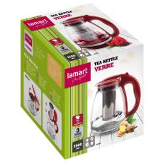 Teapot with Filter Glass 1.5lt 13cm Lamart LT7074 Transparent/Red
