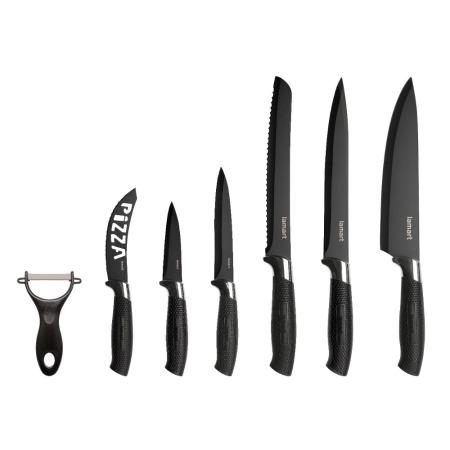 Set of Knives Lamart LT2179 6pcs. and a Peeler with Anti-odor Blades and Soft Ergonomic Grips Black