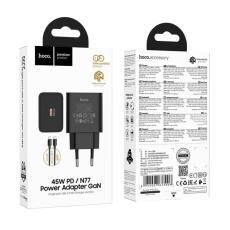 Travel Charger Hoco N77 Star GaN 45W Fast Charge with 1xUSB-C with USB-C to USB-C 60W Cable Black