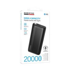 Power Bank Borofone BJ86 20000mAh with 4 Ports 1xUSB-C, 2xUSB-A, 1xMicroUSB LED Battery Indicator and Flaslight Black
