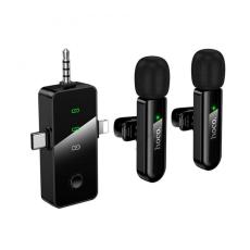 Dual Microphones Wireless Hoco L20C Fair Lavalier USB-C AUX Lightning 2.4Ghz Range 15m Digital Noise Cancellation ENC up to 7Hrs Usage