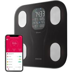 Smart Fitness Bathroom Scale with Bluetooth for iOS and Android Sencor SBS 9002BK