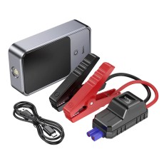 Power Bank Hoco QS7 Source 10000mAh PD18W QC with 2xUSB-A 1xUSB-C LED Battery Indicator and Car Battery Starter 800A Silver