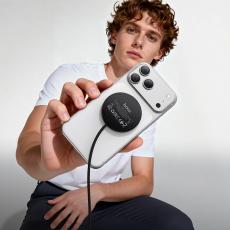 Charger Hoco CW63 Pro 25W Qi2.2 Standard Ultra-thin Aluminum Alloy for Smartphones and Headsets with Braided Cable 1.2m Black