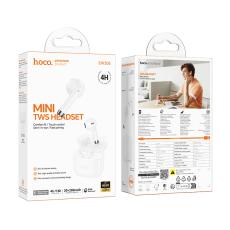 Wireless Hands Free Hoco EW205 Peaceful Mini TWS Hi-Fi Audio Deep Bass v6.0 200mAh 4h Talk Time with Charging Case White