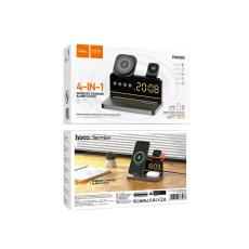 Hoco DWQ03 4 in 1 Qi 15W Wireless Charger for Smartphone Earbuds Smartwatch with Digital Clock and Alarm Clock