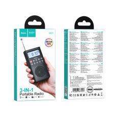 Portable Rechargeable Radio Hoco HI51 3W 700mAh AM/FM with Music Playback Option Through 3.5mm Jack TF Card or Bluetooth v5.3 Black