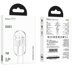 Data Cable Hoco DU01 Novel USB to Lightning 2.4A  Charging and Data Transfer White 1m