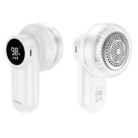 Portable Rechargeable Fabric Shaver Hoco DI69 Six Blades 7800 Rpm 3 Speed Settings and LED Display White