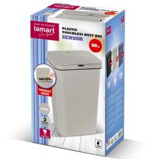 Plastic Waste Bin with Photocell 50lt SENSOR Lamart LT8109 Cream