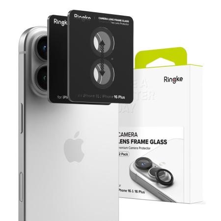Camera Frame Protector Ringke for Apple iPhone 16 16 Plus Black 2 pack