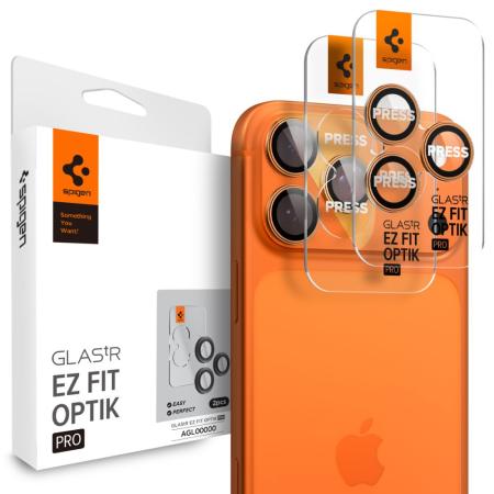 Camera Protector Spigen Optik Pro Ez Fit for Apple iPhone 16 Pro 16 Pro Max 17 Pro 17 Pro Max Orange 2 pack