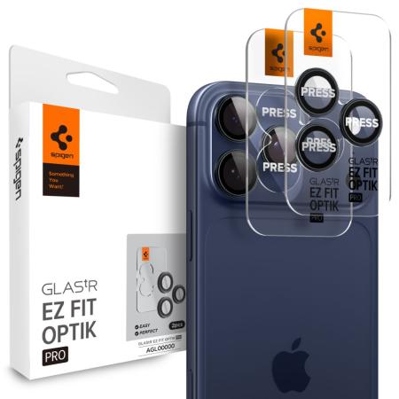 Camera Protector Spigen Optik Pro Ez Fit for Apple iPhone 16 Pro 16 Pro Max 17 Pro 17 Pro Max Blue Titanium 2 pack