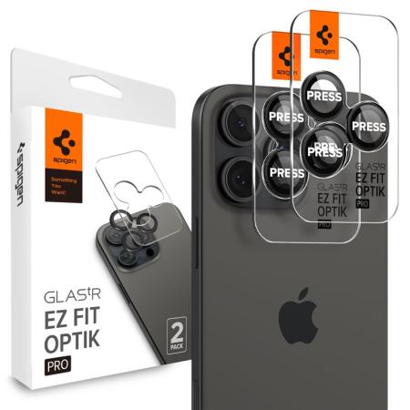 Camera Protector Spigen Optik Pro Ez Fit Glass for Apple iPhone 16 Pro 16 Pro Max 17 Pro 17 Pro Max Black 2 pack
