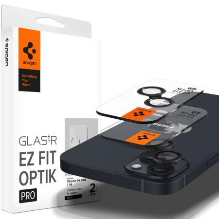 Camera Film Spigen Optik TR Ez Fit for Apple iPhone 14 14 Plus 15 15 Plus 2 Pack Black