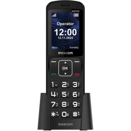 Maxcom MM34D 4G 2.4" 1000mAh with Large Buttons, Radio, Vibration, Flashlight, Bluetooth and Desktop Charger Black