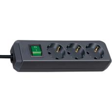 Brennenstuhl Multi-socket with 3 Suko Input Ports and On/Off Switch Cable 1.5 m IP20 Black