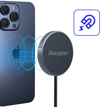 Wireless Charger Energizer WCP112 15W Ultra-Thin Pocket Size Fast Charge USB-C Qi2 Certified Black