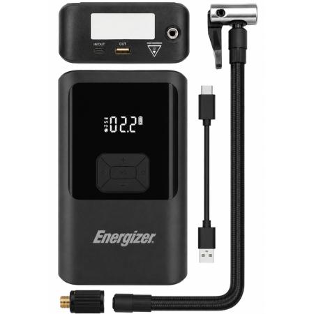Power Bank Energizer JE10000JP 10000mAh PD15W QC 1xUSB-A 1xUSB-C Ports Emergency Car Battery Attachment 1500A and 11 bar Tire Inflation Black